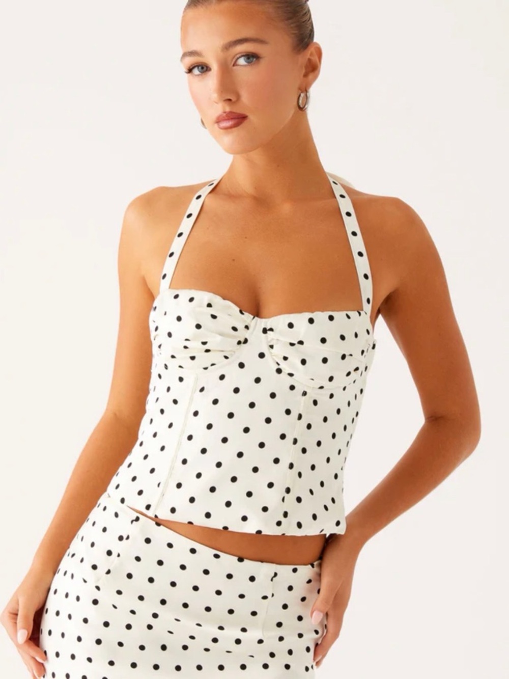 Peppermayo breanna top in white polka dot